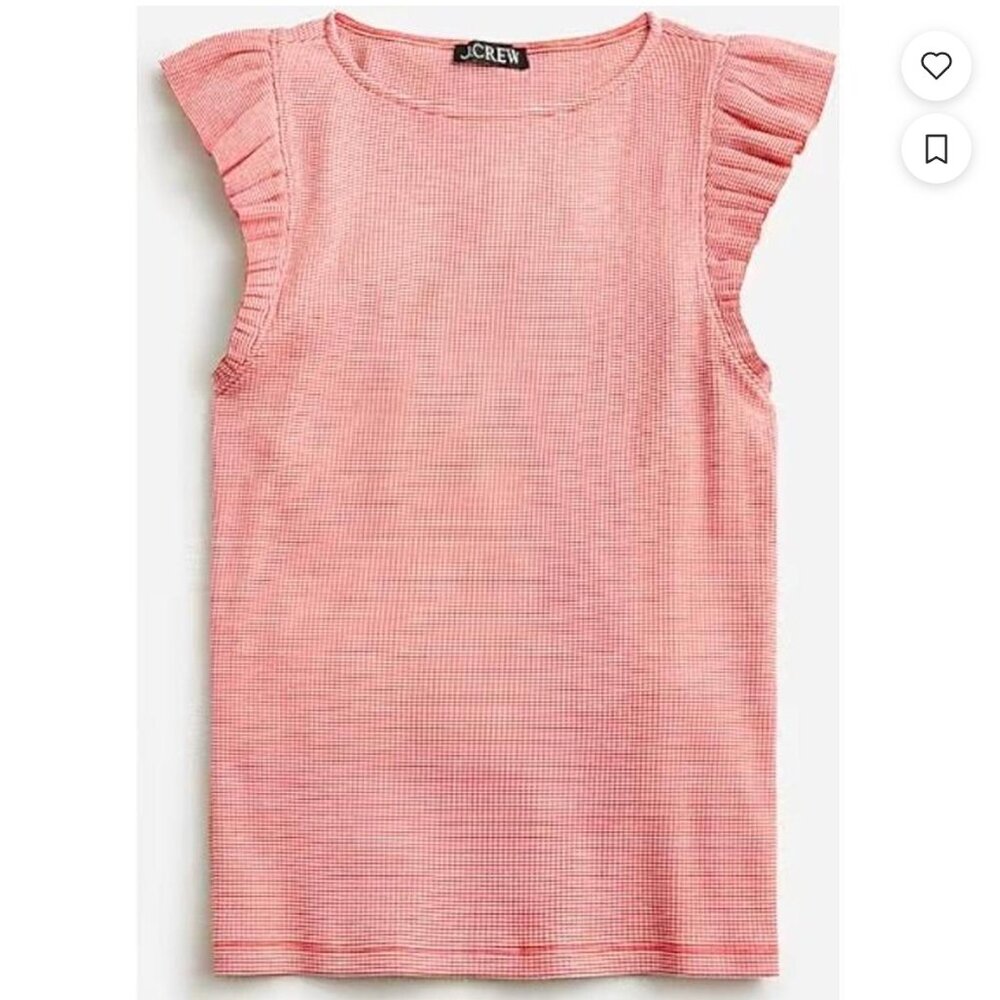 J.Crew Vintage rib ruffle boatneck tank top in stripe S